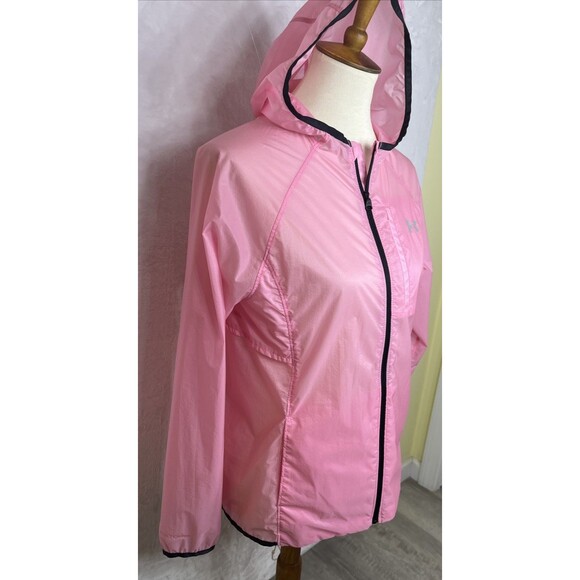 Under Armour Lightweight Windbreaker Rain Jacket Full Zip Pink Size Small - Picture 3 of 11